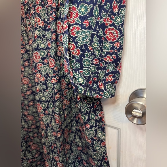 Eddie Bauer dress size XL corduroy maxi floral red blue green vintage - Picture 3 of 4